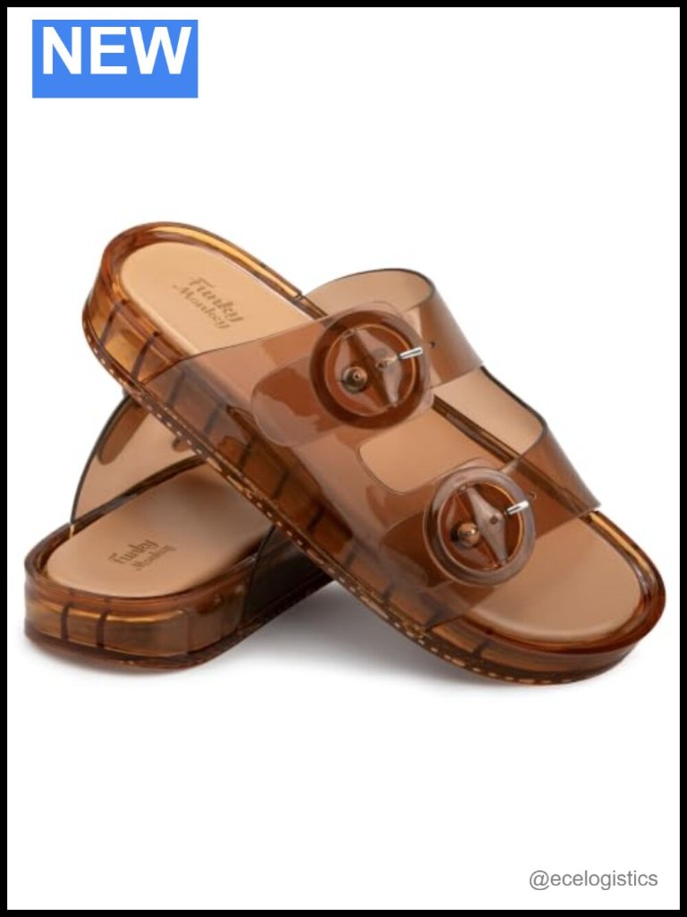 Chunky Slip-on Platform Jelly Sandals with Adjustable Buckle